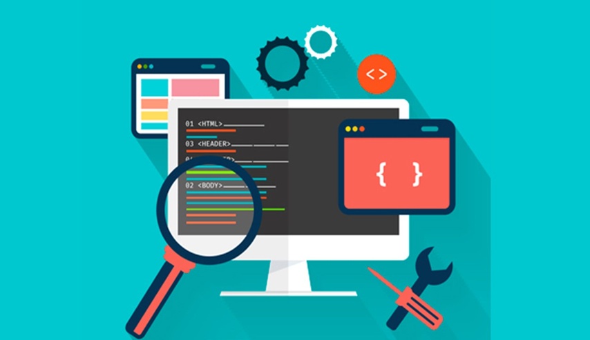 Imagen a color, computadora y herramientas de programcion